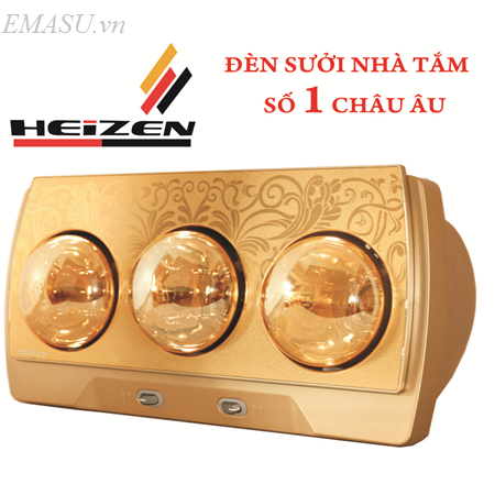 Nhà phân phối đèn sưởi Heizen 3 bóng vàng bảo hành 10 năm chính hãng