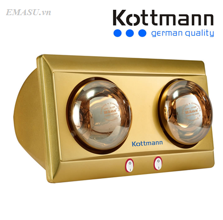 Đèn sưởi nhà tắm 2 bóng thổi gió nóng Kottmann K2B-HW-G