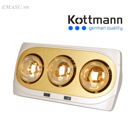 Đèn sưởi nhà tắm 2 bóng thổi gió nóng Kottmann K2B-HW-G