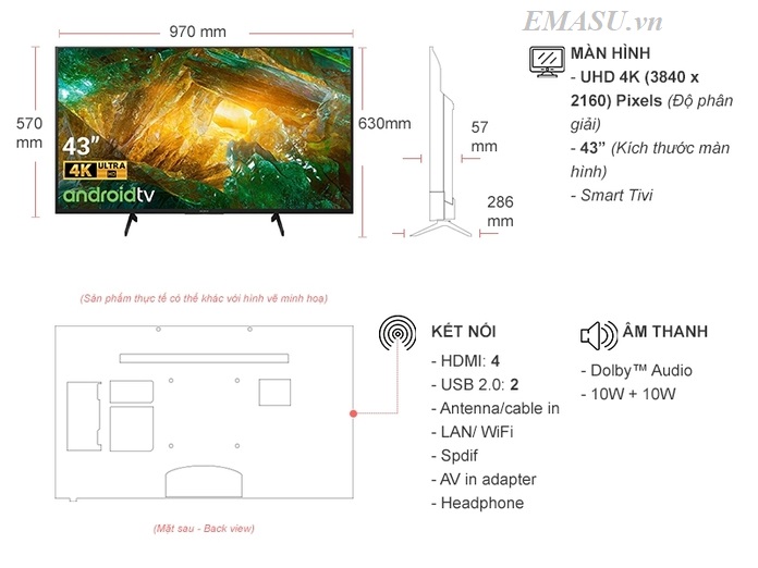 Smart Tivi 4K 43 inch Sony KD-43X8050H - 4