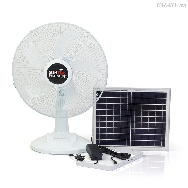 Quạt sạc tích điện năng lượng mặt trời Suntek SF-02 có thể sạc qua tấm Pin năng lượng mặt trời hoặc cắm điện 220V
