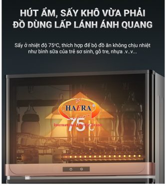 Sấy khô ở 75 độ C cho các đồ dùng KHÔNG chịu được nhiệt độ cao