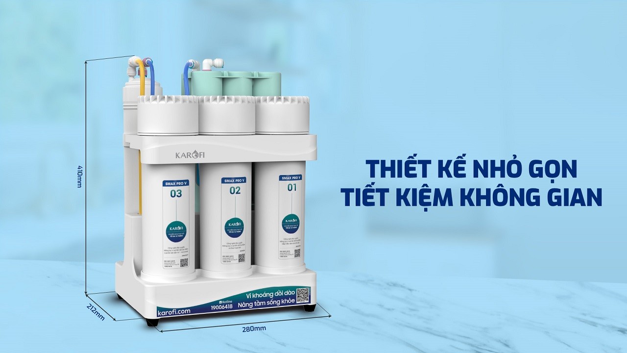 Kích thước máy lọc nước Karofi KAQ-U05 Pro
