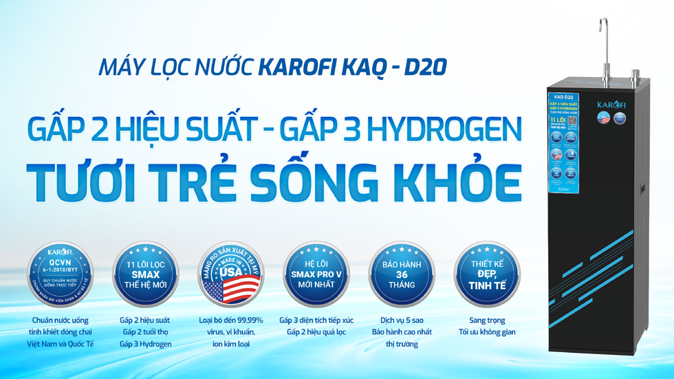Ảnh máy lọc nước Karofi KAQ-D20 chính hãng tủ đứng cho gia đình